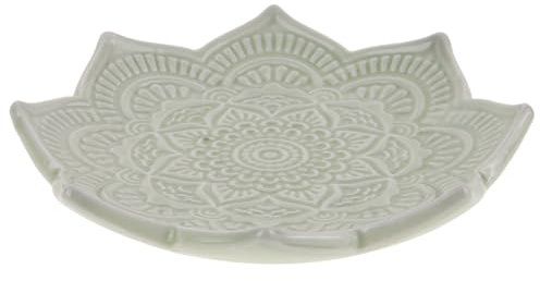 KOMBIUDA Plateau à Bijoux Céramique Forme Fleur Lotus Vert Porte-bagues Décoratif pour Rangement Bijoux sur Commode Plateau Organisateur Pratique pour Clés et Accessoires