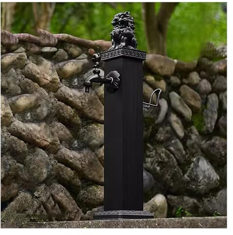 Generisch Gartenbrunnen aus Edelstahl, 76 cm hohes vertikales Wasserspiel für den Außenbereich, Robustes, unabhängiges Rohr mit Kupferhahn für die Dekoration von Hof und Garten