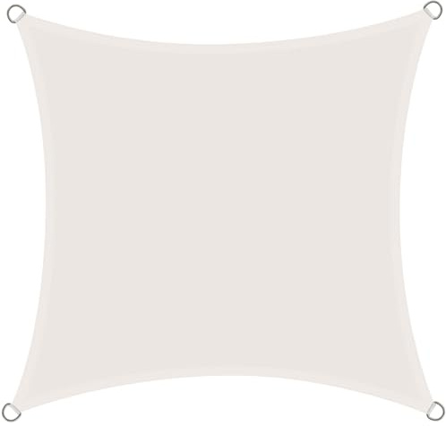 Rivenlo Voile d’ombrage 3x3 m Carré Imperméable, Toile Ombrage Extérieur PES Résistant à l'eau Voile Ombrage avec 98% de Protection UV pour Patio Jardin Pergola, Crème