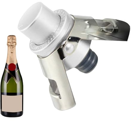 Bouchon de bouteille de champagne réutilisable en acier inoxydable - Bouchon cava avec pompe intégrée - Bouchon amovible avec pics de fermeture pour décoration de vacances et de mariage