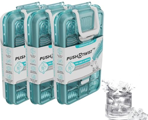 ICEBREAKER NORDIC Push & Twist 3er Set Eiswürfelform mit Deckel (18x3 Eiswürfel) | Eiswürfelbehälter für Gefrierschrank | No-Touch Eiswürfelbereiter - Auslaufsichere, platzsparende Eiswürfelformen