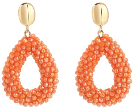 Boho Ohrringe für Damen,Geflochtene Perlen-Perlenschmuck mit Ohrhaken, Leichter Goldton Schmuck