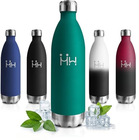 Borraccia Acciaio Inox 1L, Bottiglia Termica Doppia Parete, Senza BPA a Prova di Perdite, Antigoccia Ideale per Adulti, Scuola, Ufficio, Sport, Escursioni, Viaggi, Campeggio