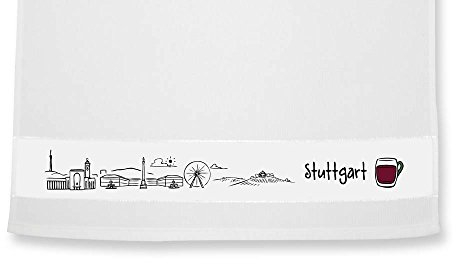 die stadtmeister Geschirrtuch Skyline Stuttgart - als Geschenk für Suttgarter & Fans der Schwabenmetropole oder als Stuttgart Souvenir