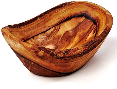 das Olivenholzbrett® Kleine Dipschälchen, aus Olivenholz/Schälchen aus Olivenholz/Holzschälchen Naturschnitt und so weit möglich mit naturbelassenem Rand, oval 12cm