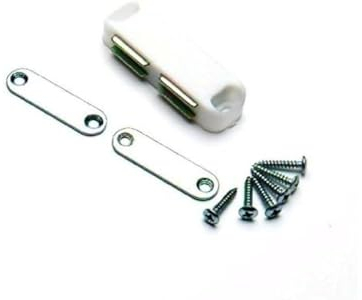 Merriway BH03810 Heavy Duty Magnetic Cupboard Cabinet Double Door Catch, White 65mm (2.1/2 inch) with Twin Plates and Screws, Holds 8 kg (17.6lb)