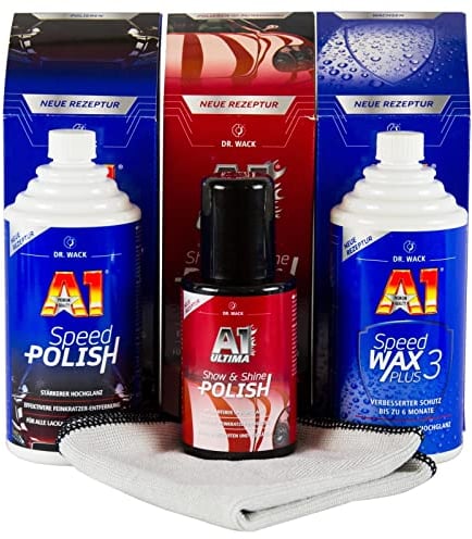 DR. WACK A1 Speed Polish Politur & Speed Wax Plus 3 Wachs & Ultima Show & Shine