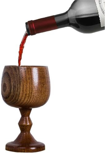 TBWHL Hand-made Jujube Wooden Wine Goblet Drinking Cup, Wooden Goblets for Drinking Wine, Whiskey & Mead – Wooden Communion Chalice Cup,Premium Solid Wood Cup with Smooth Polished Finish 5oz (150ml)
