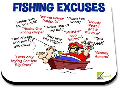 CS099 Fishing excuses Novelty Funny Coffee Tea Drink Gift Glossy MDF Wooden Coaster Mug Mat for Angler, Fisherman - Humorous Gift for Dad, Grandad - Father's Day, Birthday