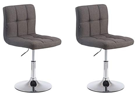 CLP Lounger-Set PALMA V2 Mit Stoffbezug I 2 x Höhenverstellbarer Polsterstuhl Mit Metallgestell In Chrom-Optik, Farbe:dunkelgrau