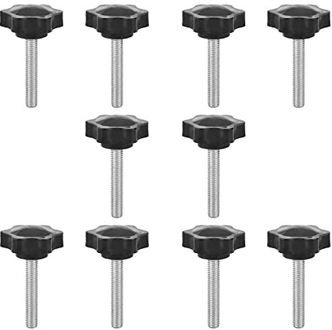 MroMax Lot de 10 boutons de poignée en forme d'étoile M8 x 45 mm - Vis de serrage de rechange pour démontage rapide - Noir