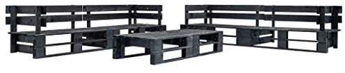 Festnight 6-TLG. Garten-Paletten-Sofagarnitur Garten Sofagarnitur Gartensofa Ecksofa Lounge Gartengarnitur Sitzgarnitur Schwarz Holz