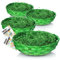 com-four® 4X Osterkörbchen mit Deko Gras und Eierfarben - grüne Osterkörbe mit grünem Gras - Bastkorb mit Ostergras und Ostereierfarben (Set 4 - grün)