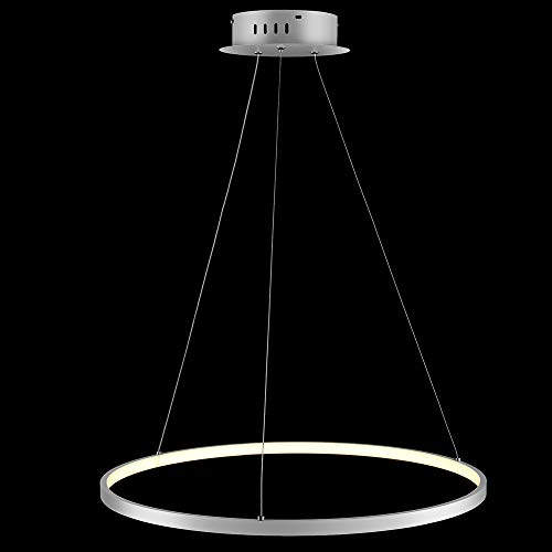 Kreis LED Pendelleuchte Modern Metall Acryl Aufgehängt Kronleuchter Verstellbar Insel Hängelampe Für Wohnzimmer Küche Schlafzimmer,White+Stepless Dimming-100cm 63W