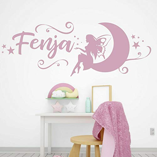 tjapalo® p-pk286 Wandtattoo mädchenzimmer spruch Wandtattoo Name mädchen wandtattoo kinderzimmer mädchen name Fee, : flieder, Größe: B58xH21cm