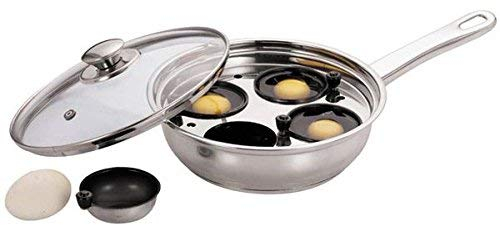 Acense Stainless Steel Egg Poacher[Glass Lid Included], Size: 22cm/8', Non-Stick Cooking Surface, Sufficient Cup Space, 100% Food-Grade Material, Easy Insertion/Removal, Cleanable.