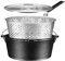 Bruntmor 2-in-1, 9 Quart Pre-seasoned Cast Iron Dutch Oven Kitchen Utensils Set With Handle And Deep Fry Basket With Stainless Steel Lid Skillets | All-in-One Camping Cookware Pots And Pans Set.