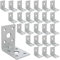 OMIdeas 25 x Reinforced Angle Brackets (50 x 50 x 35 x 2) Heavy Duty Corner Connecting Braces with Beading Timber Wood Metal Joining Fixing L Galvanised Sheet Connector