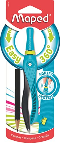 Maped - Zirkel Kid'Z 360° Agility – Zirkel für Kinder ab 6 Jahren – Lernzirkel für Anfänger mit Adapterring – Blau