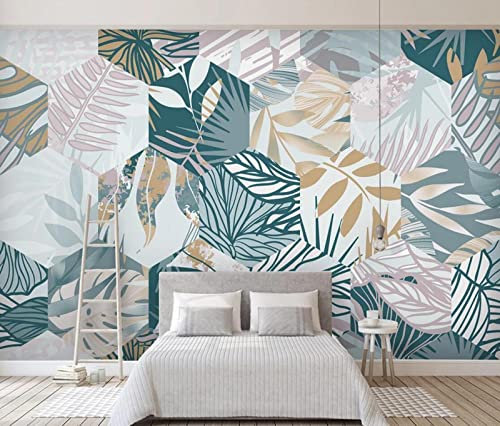 Papier Peint Feuilles De Lignes Géométriques Hexagonales Papier Peint Panoramique 3D Murale Tableaux Muraux Décoration