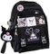 Ku-romi Rucksack Schultasche mit Seite Pokect groß geeignet für Teenager Junge Mädchen ​Wandern Camping Picknick, Schwarz, Puppe, Karte, Abzeichen, L
