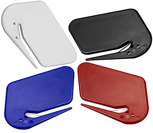 Brieföffner, Umschlagspießer, 4 Stück, Brieföffner, Kunststoff mit Klinge, Umschlagöffner, Brieföffner für Umschläge, Paket, Papierschnitt, sicherer Brieföffner