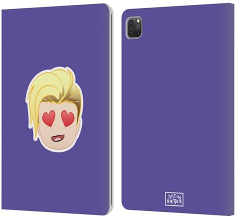 Head Case Designs Licenciado Oficialmente Justin Bieber Ojos del corazón Justmojis Carcasa de Cuero Tipo Libro Compatible con Apple iPad Pro 11 2020/2021 / 2022