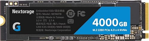 Nextorage Japanischer Hersteller G Serie 4TB M.2 2280 Internal SSD Maximale Übertragungsrate 7300MB/s PCIe Gen 4.0 x 4 NVMe 1.4 4000GB NE1N4TB