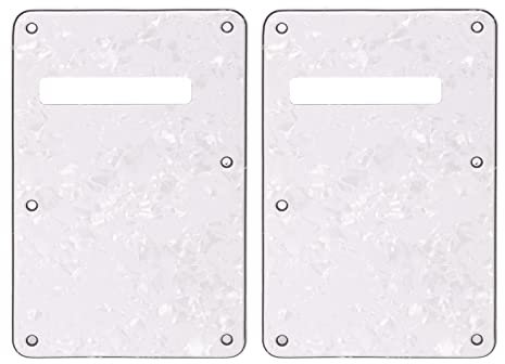 Gitarre Backplate, 6 Löcher Tremoloabdeckung Backplate, Pickguard Gitarre Tremolo Frühling Cavity Cover Back Plate, Bodenplatte Tremolo Hohlraumabdeckung für St Style E Gitarre(Weiße Perle)
