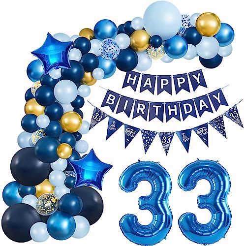 Ballons Girlande Blau 33 Geburtstag Mann deko Blau Luftballon 33. Geburtstag deko Mann Geburtstagsdeko 33 Jahre Mann Deko 33. Geburtstag Männer blau Luftballon Girlande blau 33. Geburtstag Männer