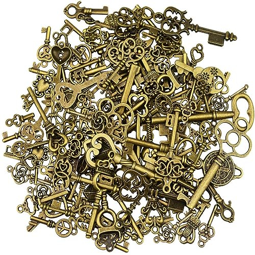 XPEX 125 Stück Vintage Schlüssel,Antike Schlüssel Deko Hochzeit Vintage,Schlüssel Deko Vintage Anhänger Set,Antiken Bronze Schlüssel Für Halskette Herstellen Schmuck Basteln Schlüssel,Deko Schlüssel