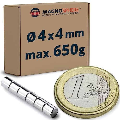 100 x Scheibenmagnet Rundmagnet Ø 4 x 4 mm Neodym N45, vernickelt - hält 650g - Magnet-scheiben - kleine Magnete Extra Stark für Kühlschrank Magnet-Tafel Glas-Boards Pinnwand Whiteboard