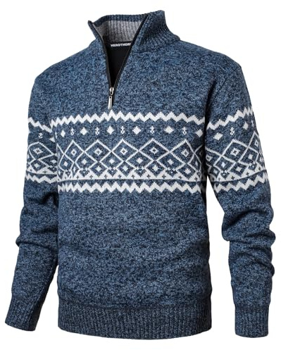 Herothorn Pullover in Pile da Uomo con Collo Alto e Zip Felpa in Micropile 1/4 di Zip a Manica Lunga Leggera a Collo Alto Lavorata a Maglia Pullover a Maglia Grossa Ispessita a Collo Alto