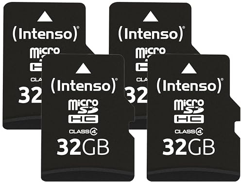 Intenso microSDHC 32GB Class 4 Speicherkarte inkl. SD-Adapter, schwarz (Packung mit 4)
