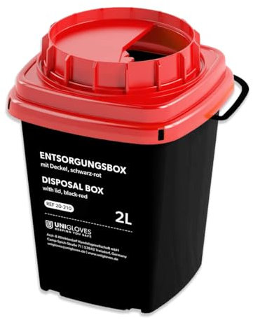 Entsorgungsbox (2 Liter), Kanülenabwurfbehälter, Nadelentsorgungsbehälter, Nadelaufbewahrung, Tattoo Piercing