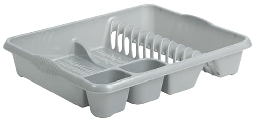 Aurora – High-Grade Large Plastic Dish Drainer and Cutlery Rack (Silver)