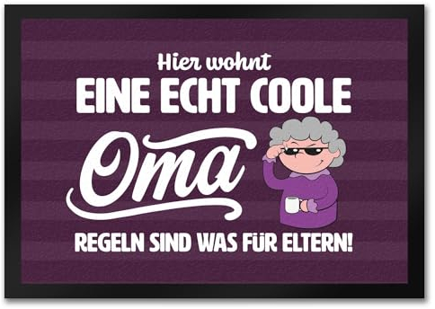 Coole Oma Fußmatte in 35x50 cm mit Spruch Regeln sind was für Eltern EIN lustiger Türvorleger für die Eingangstür Enkel Fußabstreifer Fußabtreter Türmatte cool Muttertag Tür Omas