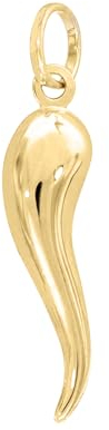 Italienische Horn-Anhänger Kleine Glücksbringer aus echtem 18kt Gelbgold 750 | für Damen Mädchen Kinder | geeignet für Halsketten und Armbänder (bis zu 4mm dick)