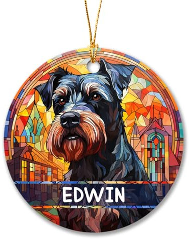 Christbaumschmuck Keramik Weihnachtsanhänger Anhänger Weihnachtsbaumschmuck Hängende Ornamente Weihnachtsdeko Personalisierter Riesenschnauzer Für, Individuelle Kosenamen-Geschenke Für