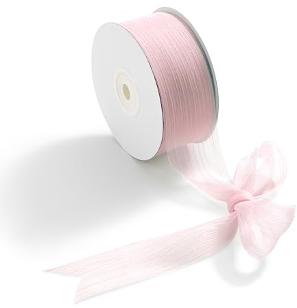 CHUQING Geschenkband Rosa,Schleifenband Breit Hochzeit Chiffonband Glänzendes Dekoband für Geschenkverpackungen Schleifen Haarschleifen Blumensträuße
