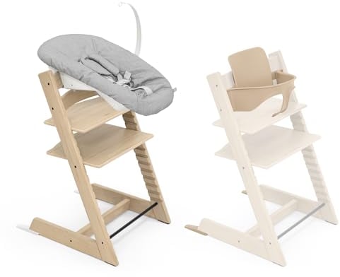 Seggiolone Tripp Trapp di Stokke, Oak Natural (Include Sedia + Baby Set 2) con Newborn Set - Design Sicuro, Regolabile, Ergonomico