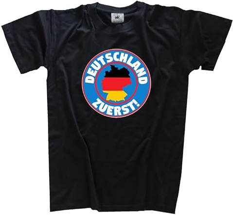 Deutschland zuerst II DTF-Druck T-Shirt Klassisch Rundhals Kurzarm Schwarz XL