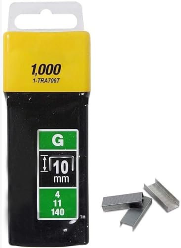 Stan-ley ‎TRA706T Type G Staples, Silver, Compatible Staplers, Strong And Secure 10 Mm, Set Of 1000 Piece