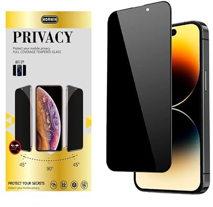 MORWIN Privacy Full Coverage Screen Protector for iPhone 15/15 Pro 6.1-Inch, Black Edge Anti-Spy Tempered Glass Film with Cleaning Kit, Case-Friendly, 1-Pack