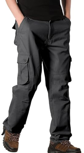 Mens Cargo Trousers Cotton: Elasticated Waist Drawstring Trousers For Men Mens Outdoor Work Pants With Pockets Combat Work Trousers Hiking Trousers For Men Uk Heavy Work Trousers With Multi Pockets