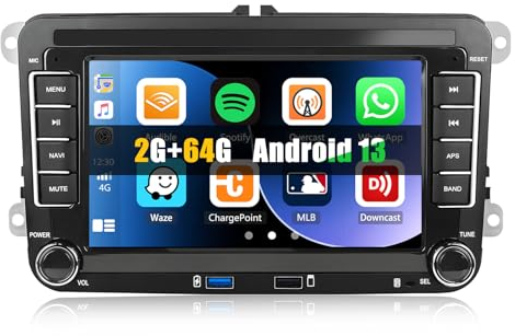 CAMECHO 2+64G Android 13 Radio Coche para VW Golf 5 Golf 6 Skoda Polo Passat Tiguan Touran con CarPlay&Android Auto&Mirrorlink,7 Pulgadas Pantalla Táctil con Bluetooth/WiFi/GPS/FM/RDS/USB