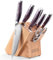 PAUDIN Damascus 8 Pieces Kitchen Knife Set with Block 67-Layers Damascus Steel, Ultra Sharp Japanese Knife Set with Full Tang G10 Handle, Chef Knife Block Set