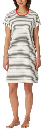 Schiesser Damen Kurzarm weiche Baumwolle Bigshirt mit Taschen-Nightwear Nachthemd, Off-White_181251, 40