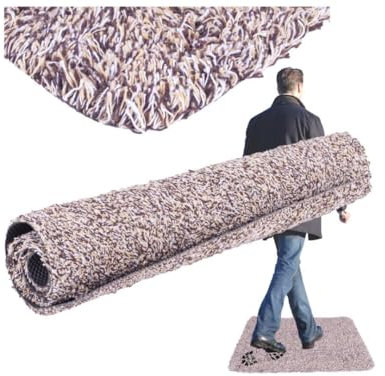 Przydasie Magic Step-Schuhmatte Waschbarer Fußabstreifer Baumwolle rutschfeste Matte Saugstarker Beige 60 x 40 cm