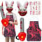 BGTLJKD Horror Rabbit Costume, Halloween Costume Men, Comes with Scary Bunny Mask, Apron, Inflatable Chainsaw and Stickers, Halloween Cosplay Props for Adults